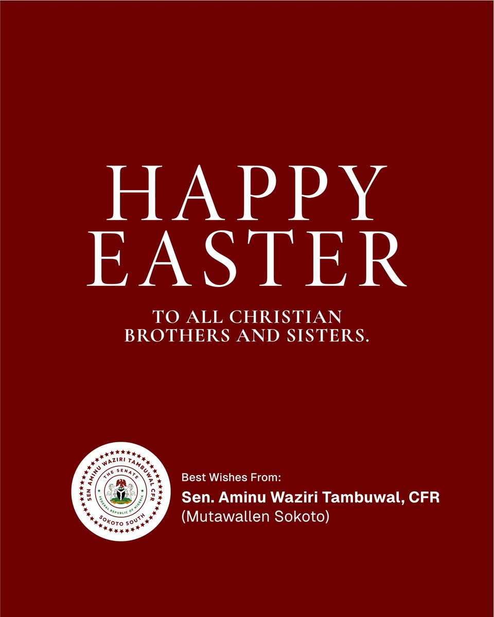 AWTambuwal's tweet image. Happy Easter to our Christian brothers and sisters across Nigeria and beyond.
Easter is a season of joy, reflection, and renewal. As we mark this special occasion, may it remind us all of the enduring power of love, sacrifice, and unity.
Let the reason for the season inspire us…