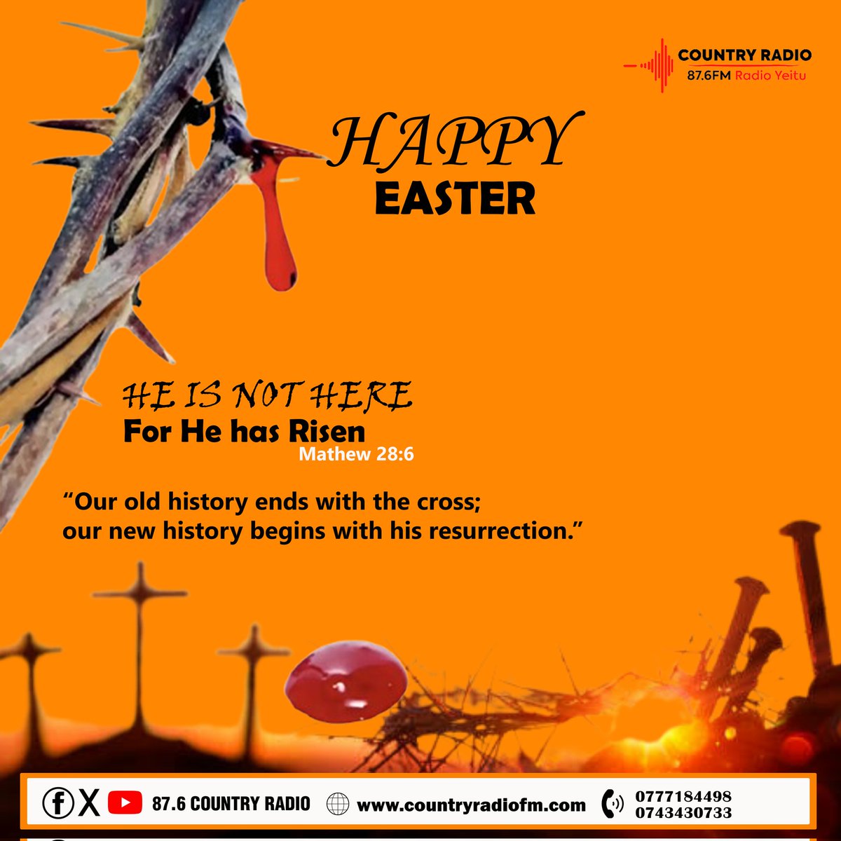 CountryRadio87's tweet photo. Have a blessed one 🙏 
#CountryFmUpdates #HappyEaster https://t.co/KQSxuEAPHC