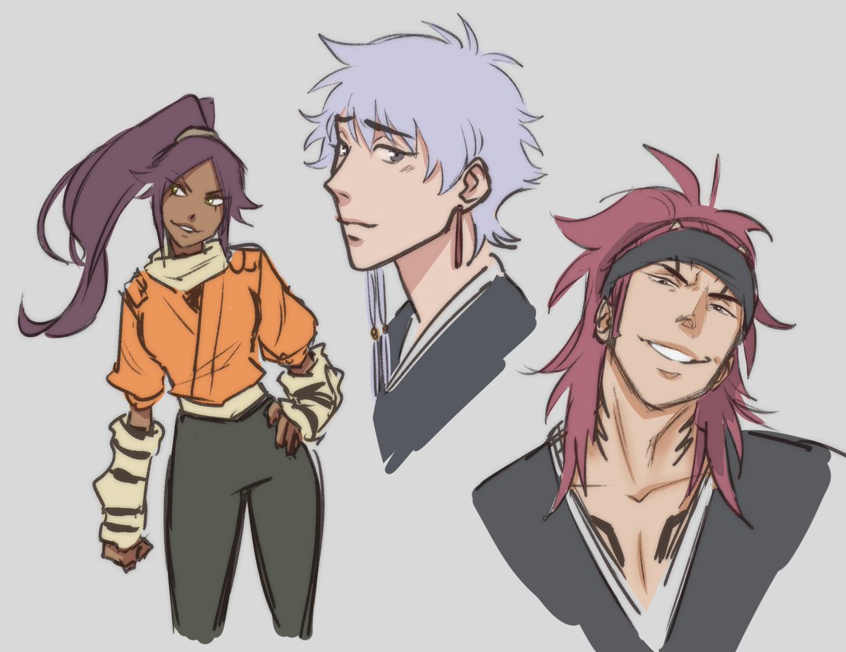 gomuboo's tweet photo. a few bleach sketch requests! Yoruichi, Isane, and Renji 💜 hopefully can do more later https://t.co/W0g0qZ3Od2