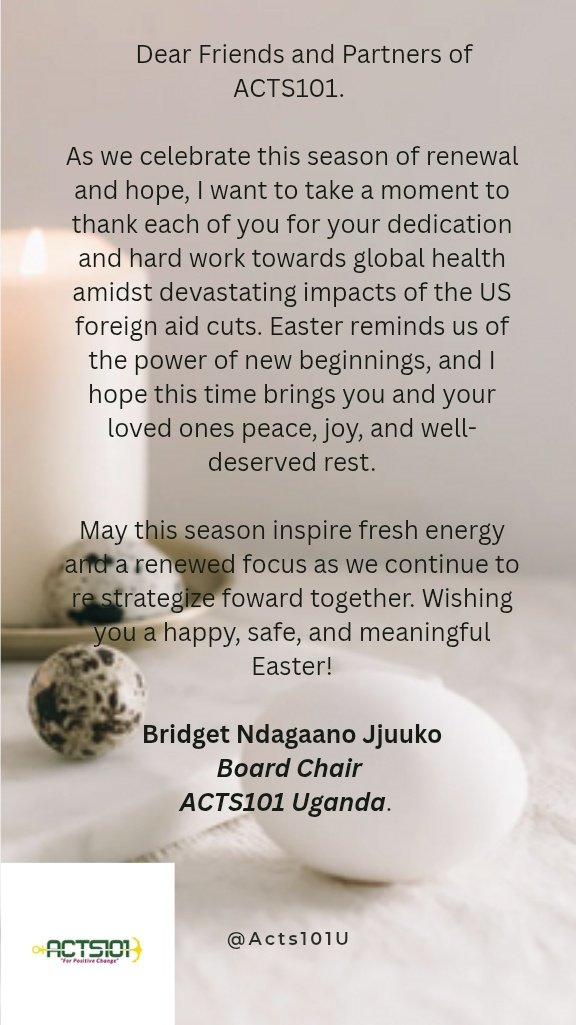 Happy Easter celebrations from our board chair <a href="/Jettyjjuuko1/">Bridget Jetty Jjuuko_Health Advocate</a>