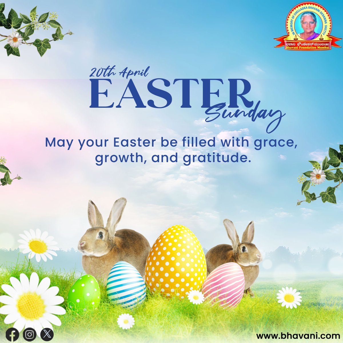 Wishing you a peaceful and blessed Easter!
May this season of hope inspire kindness, compassion, and renewal in every heart.

 Happy Easter from Bhavani Foundation! 🕊️💛
#HappyEaster #EasterBlessings #BhavaniFoundation #SpreadingHope #SeasonOfRenewal #FaithAndCompassion
