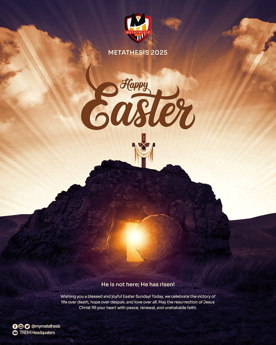mymetathesis's tweet photo. Happy Easter ✝️✝️✝️

Christ has risen
.
#Metathesis2025
#HappyEaster❤️ https://t.co/DFHnTYz4ni