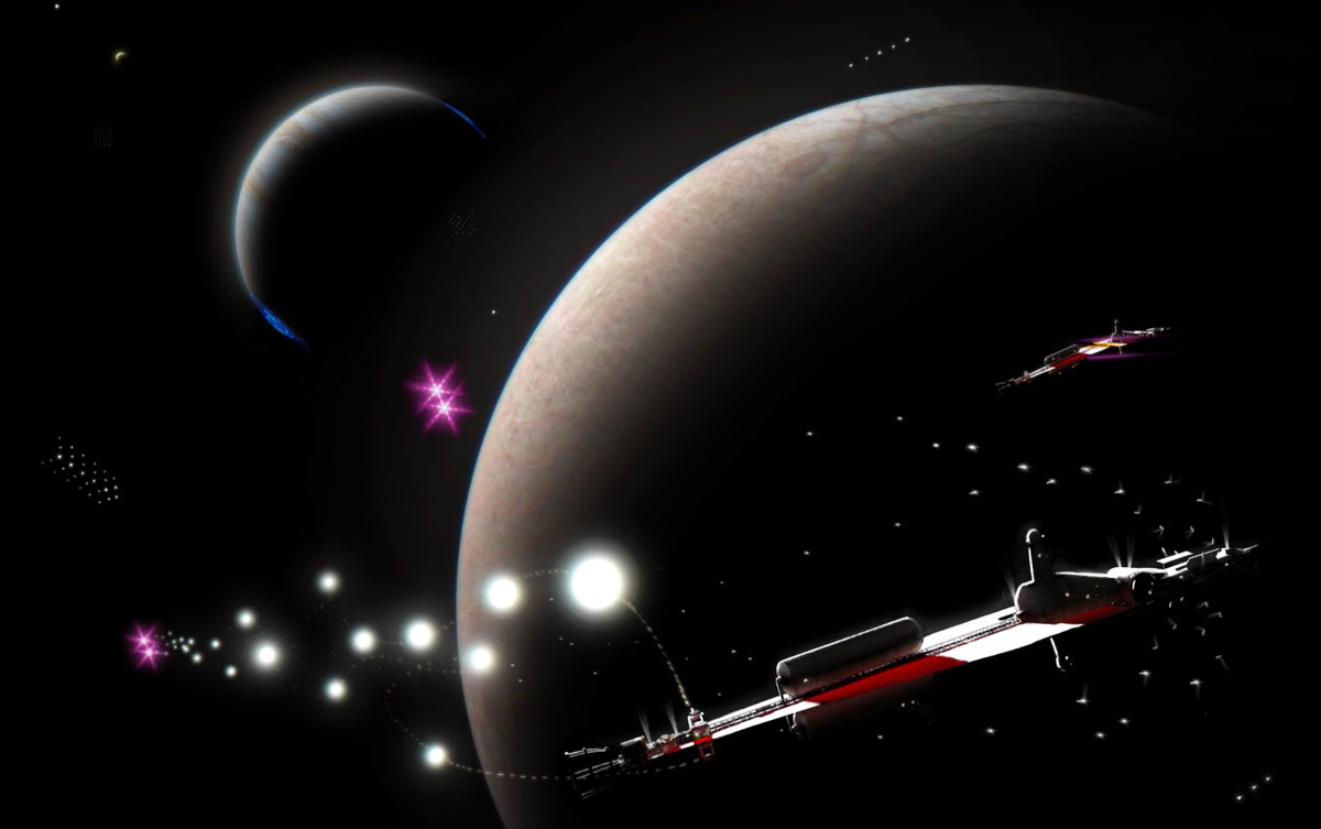 I don’t know what all this Europa ice war stuff is all over my feed, but I’m here for it! 
Here’s a panel from the back pages of the upcoming second volume of Humanity Lost (out 1st of may), it shows space battle around Europa between Jovian separatists and the UE.