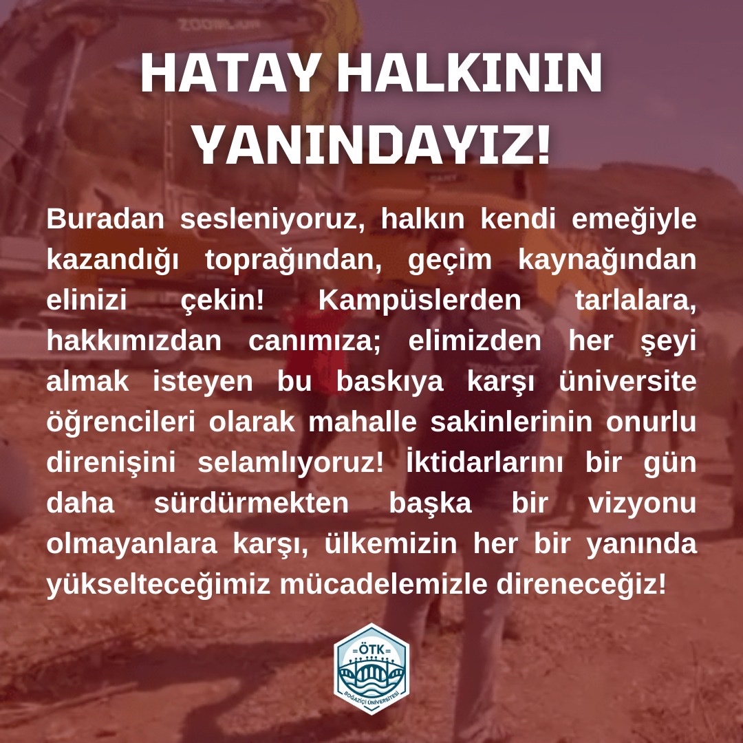boun_otk's tweet photo. Hatay Samandağ'da yaşanan haksızlıklara yönelik açıklamamızdır. https://t.co/PTlrP5rWKD