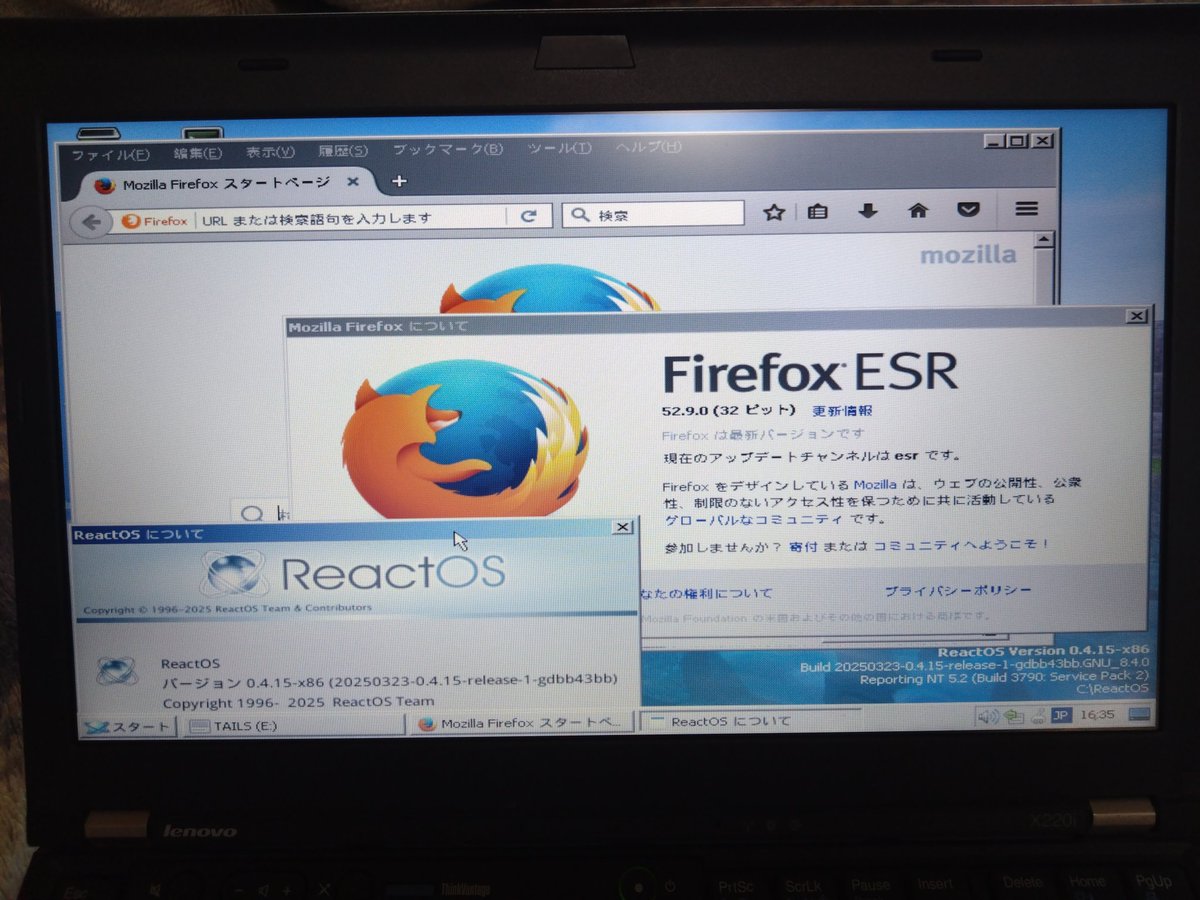 abatbeliever's tweet image. ＃ReactOS ＃Firefox
ReactOSでFirefox52.9.0