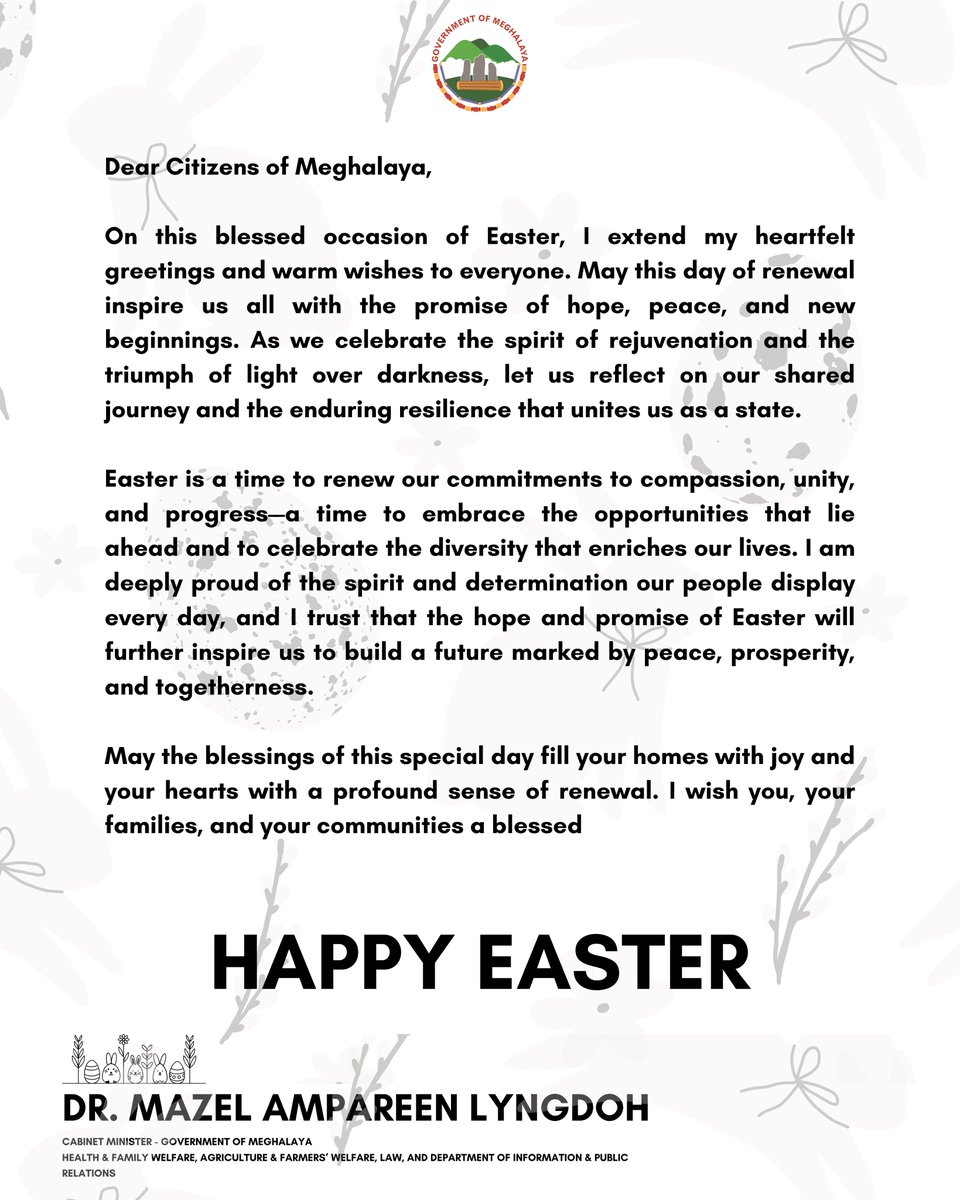 Happy Easter! May this season of renewal fill your hearts with hope, joy, and new beginnings.