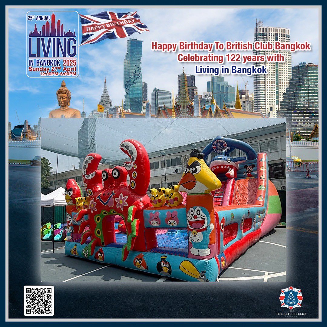 Not 1 but 2 bouncy castles at this year’s Living in Bangkok event on Sunday, 27th April. It’s free for everyone! Register for the event on the official Line - lin.ee/MwOOVIB
