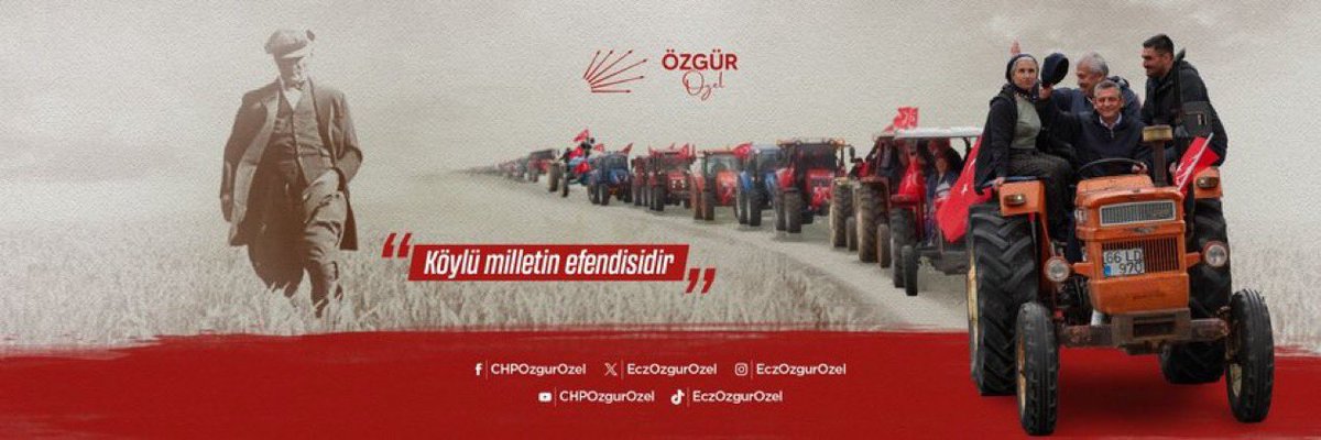 Özgür Özel, X hesabının kapak fotoğrafını değiştirdi:

“Köylü milletin efendisidir.”