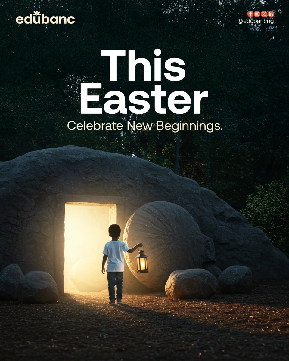 EdubancNG's tweet photo. Risen with Hope; Rooted in Purpose.
Thankful for His death, thankful for His redemption.
As Easter reminds us of life’s greatest triumph over darkness, our hope is that education lights the path to a brighter tomorrow.
Happy Easter 💫 ✝️
#easter #edubanc https://t.co/fXEjGcdAva