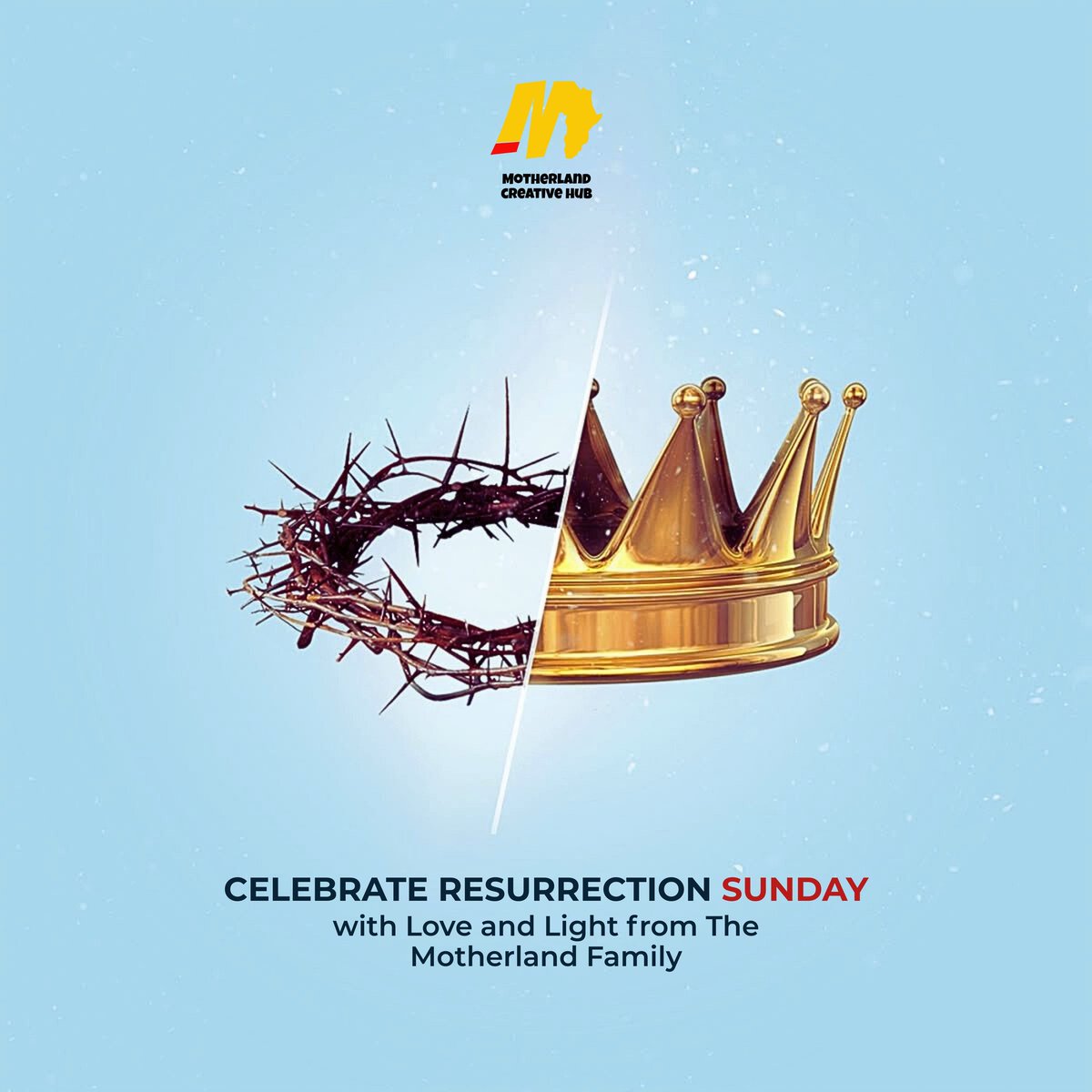 From the Crown of Thorns to the Crown of Glory—He is Risen!
Today, we celebrate the victory of love, light, and resurrection.
May this Easter remind you of new beginnings, unwavering hope, and the power of purpose.
With love from all of us at Motherland Creative Hub.