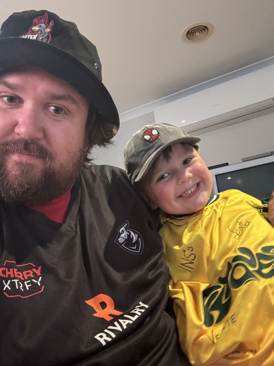 <a href="/FlyQuestCS/">FlyQuest CS</a> what’s the chances of getting your littlest biggest fan and his dad a IEM pass please ? 
Currently on tixel wait list no luck :( 
And yes he LOVES putting on the green and gold signed by THE BOYS. 
Just need <a href="/nettiknz/">Corey</a> and <a href="/regali_cs/">Iulian Harjau</a> to also add theirs names also !