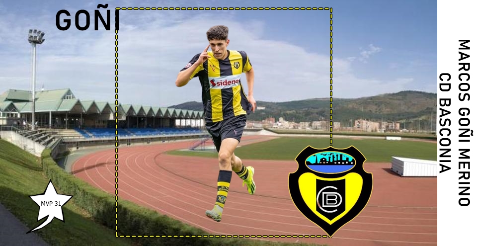 TerceraELiga's tweet photo. Tras lograr el 43% de los votos, Marcos Goñi es el MVP de la jornada en Tercera!

Hat-trick ⚽️⚽️⚽️ para el delantero de un @cdbasconia que goleaba con 8 tantos de diferencia.

Los basauritarras, muy cerca de ser campeones de Tercera y cerrar el ascenso https://t.co/olePZuVQYS