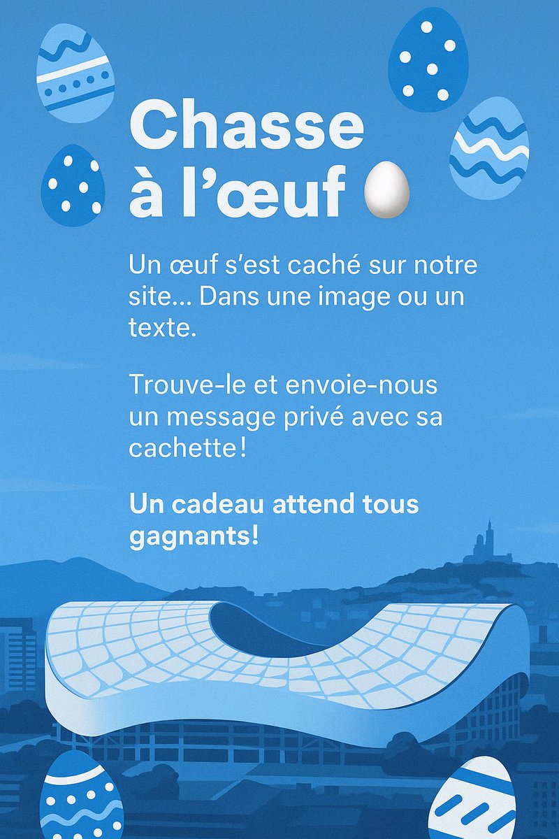 studio1899's tweet photo. La chasse à l’œuf est lancée !
Un œuf 🥚 s’est caché sur notre site, dans un texte ou une image.
Trouve-le et dis-nous où en MP : cadeau garanti pour tous les gagnants.
Pas de tirage au sort, aucun perdant !
#OM #Studio1899 #TeamOM
A vous de jouer 👉👉 https://t.co/qr7TVnU4GG https://t.co/oWwMauNyng
