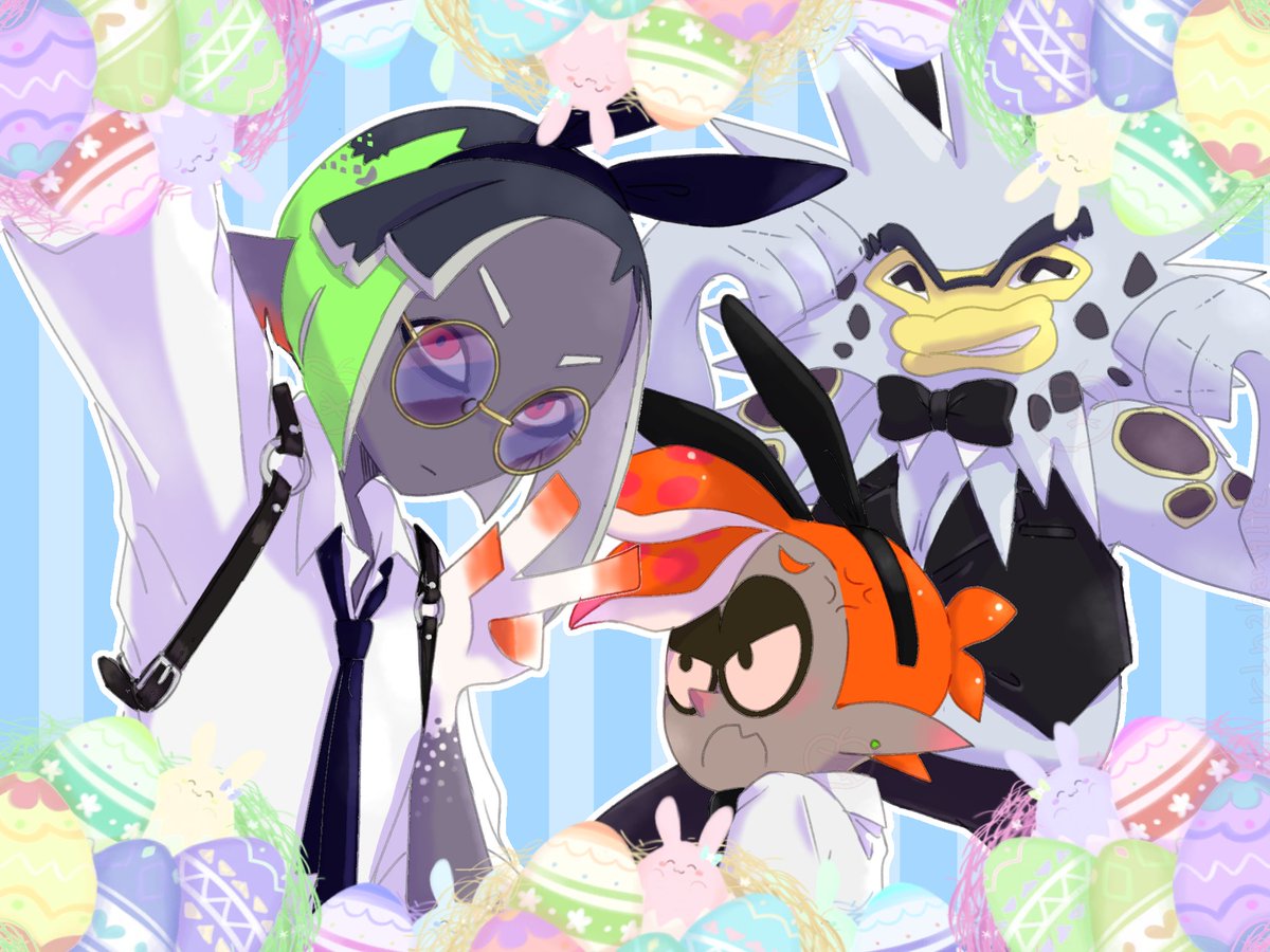 r1n2han9192's tweet photo. イースターエッグ置いておけばイースターっぽいでしょって考え🤭
タマゴなしバージョンも
#Splatband
#Splatoon3 https://t.co/I61Ok76jM4