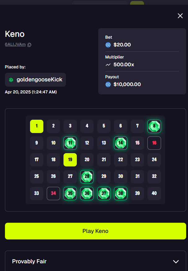 Somehow I had a feeling it would be coming soon, an Easter miracle has occurred... 🙏

Absolutely insane 500x on $20 keno for a massive 10k win on <a href="/goatedcom/">Goated</a>! 💪

💵$5 to 10 lucky winners!💵

 Rules: 
-FOLLOW, LIKE, AND RT 
-COMMENT YOUR GOATED ID

goated.com/r/GOOSE