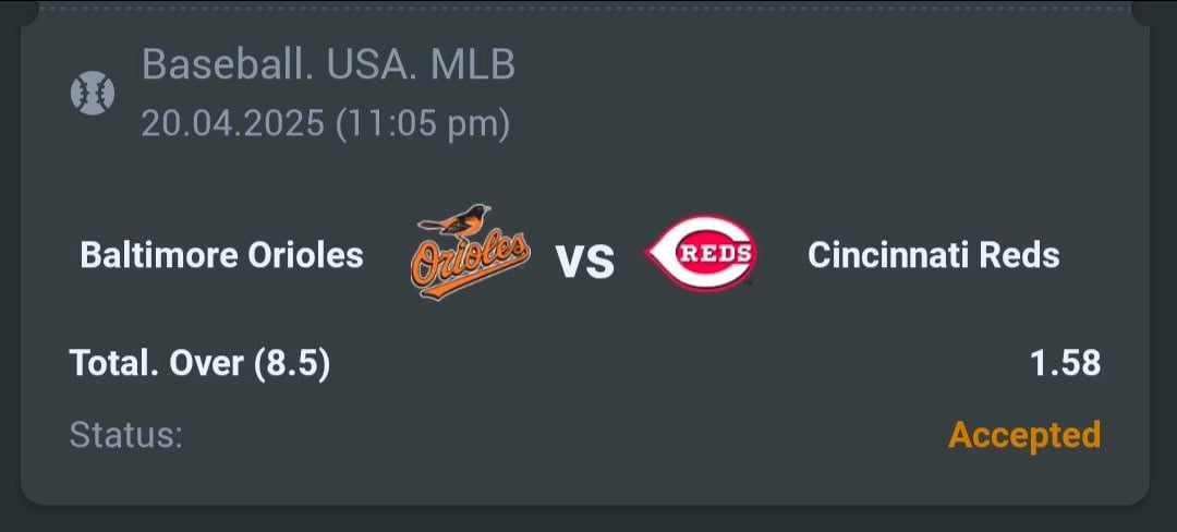 A3RBET's tweet photo. MLB Showdown โพ๏ธ
Baltimore Orioles ๐ฆ
vs Cincinnati Reds ๐ด
My Pick: Total Over 8.5 runs (Odds: 1.58)
Letโs cash in on the runs!
#MLB #Baseball #SportsBetting #Orioles #Reds #MLB2025 #BettingTips #OverBet #HighScoringGame https://t.co/0agxryJ2Dm