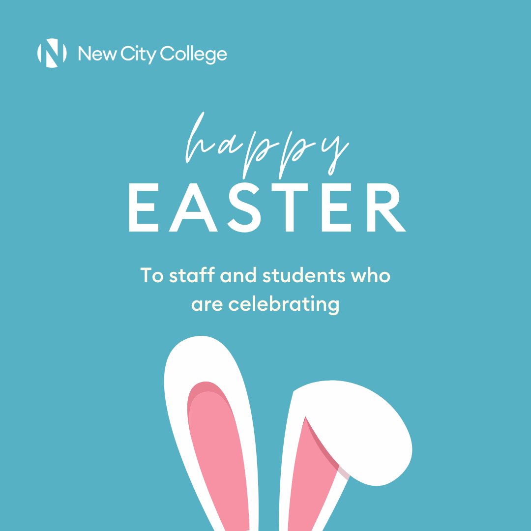 New City College extends joyful wishes to our staff and students celebrating Easter! 

Easter commemorates the resurrection of Jesus Christ, signifying hope, renewal, and new beginnings. Happy Easter! 🐰

#Easter #NewCityCollege