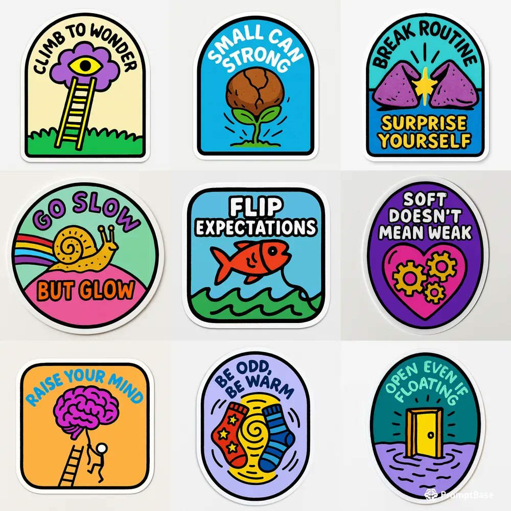 promptbase's tweet photo. Empowering Minimalist Stickers by @benssfolio using ChatGPT Image 💪✨ https://t.co/LF3rg5ejsS