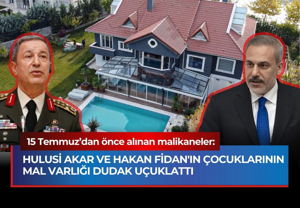 BOLDmedya's tweet photo. 15 Temmuz’dan önce alınan lüks malikaneler: Hulusi Akar ve Hakan Fidan’ın çocuklarının mal varlığı dudak uçuklattı https://t.co/rqg0PNKOJG https://t.co/Ywlou8GKma