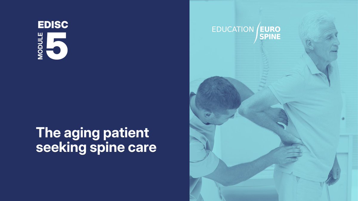 EDISC Module 5: The Aging Patient Seeking Spine Care. An interactive module addresses the needs of older patients &amp; how to tailor spine care for them. Learn from experts. buff.ly/40pwy1q 
#OrthopedicSurgeons #Neurosurgeons #SpineSurgeons #Chiropractors #Physiotherapists
