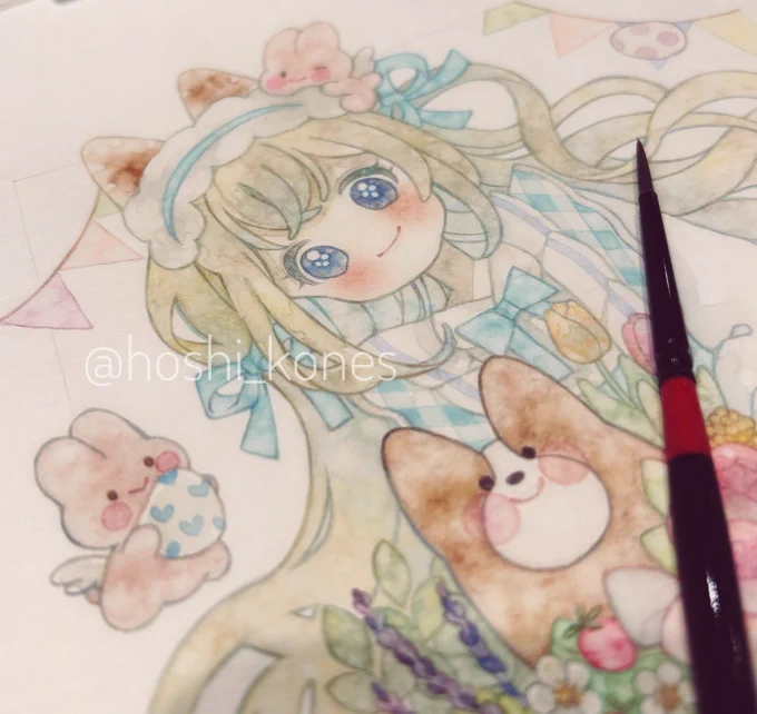 牛歩ですが頑張っています⸒⸒ #watercolor #アナログイラスト 