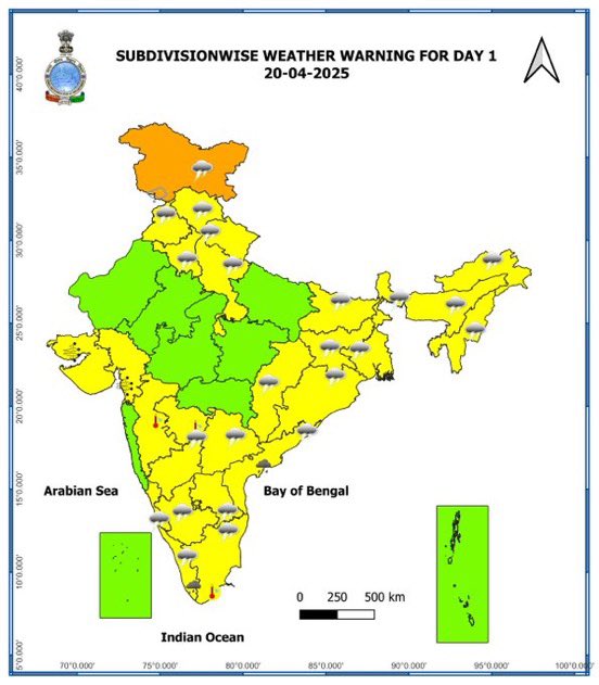 LokmatTimes_ngp's tweet image. #WeatherWarningMaps: April 20 to April 23, 2025
Stay informed with the #latestweather #warning maps issued for the #period from April 20 to April 23, 2025. These maps #highlight #regions expected to experience #significant weather conditions.