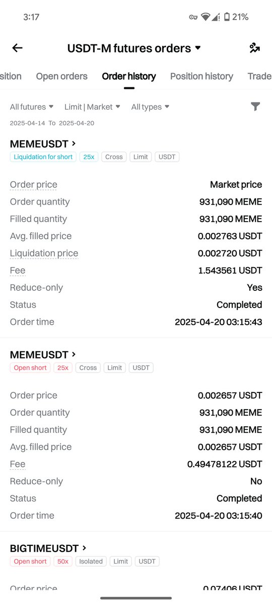 jafri101's tweet photo. Dear @bitgetglobal @GracyBitget @binance @cz_binance
Stop scamming your users. I have liquidated for the price that never actually touched the liquidation price. My trade was going to make more profit but i was forcefully liquidatd in a sec. Support team isnt cooperatng too. Help https://t.co/sJCvrduRU2