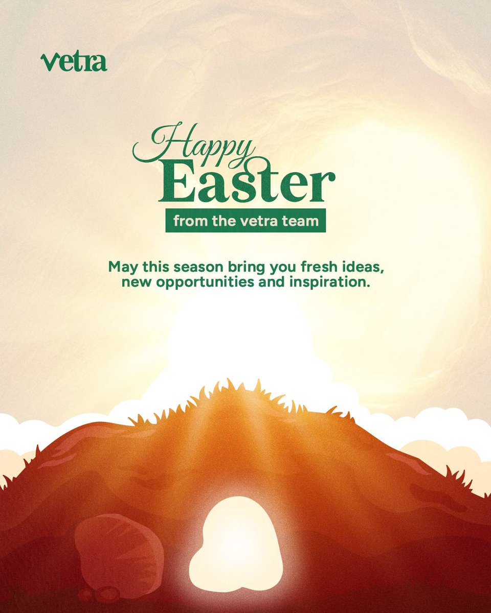 Happy Easter from the Vetra team.

Wishing you fresh ideas, new energy, and bright opportunities this season. ✨
