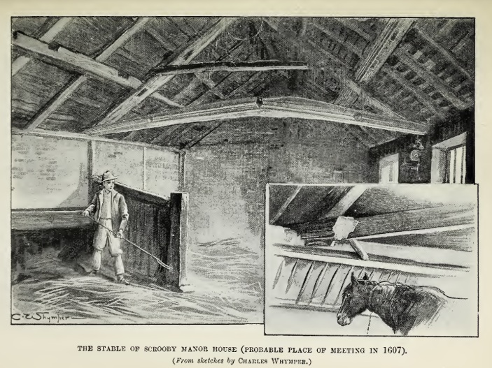 Nice picture of Scrooby Manor stables in about 1897. Maybe the famous William Brewster kept his horse here...though no indication of the date of this building.