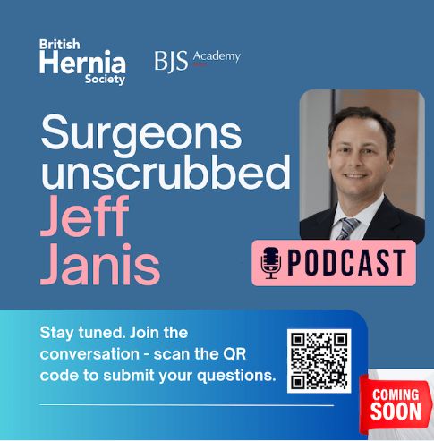 BJS Academy (@bjsacademy) on Twitter photo 🎙️Surgeons Unscrubbed
➡️buff.ly/vTbtcwJ
The upcoming podcast from <a href="/BritishHernia/">British Hernia Society</a> and BJS Academy, hosted by <a href="/slade_dom/">Dominic Slade</a> and <a href="/pritadaliya/">Prita Daliya</a>
🎧Listen into the teaser and submit your questions for Dr. Jeff Janis <a href="/jjanismd/">Jeff Janis</a> — a giant in plastic surgery and abdominal wall 🎙️Surgeons Unscrubbed
➡️buff.ly/vTbtcwJ
The upcoming podcast from <a href="/BritishHernia/">British Hernia Society</a> and BJS Academy, hosted by <a href="/slade_dom/">Dominic Slade</a> and <a href="/pritadaliya/">Prita Daliya</a>
🎧Listen into the teaser and submit your questions for Dr. Jeff Janis <a href="/jjanismd/">Jeff Janis</a> — a giant in plastic surgery and abdominal wall