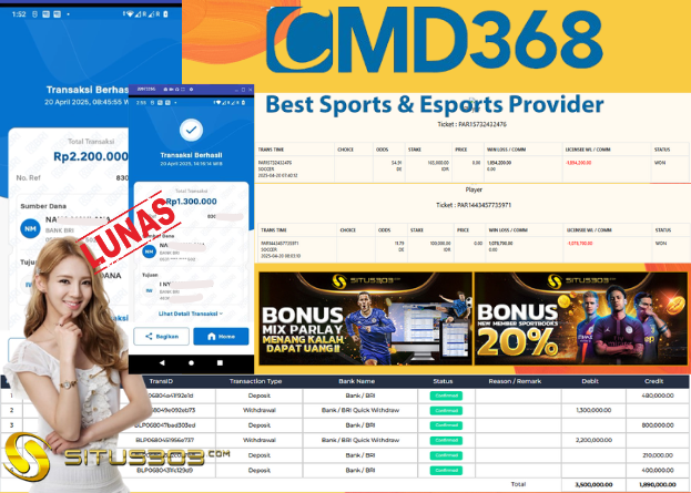 303situs's tweet photo. ✨ HOKI MENANTI ANDA DI SITUS303 ✨
ayo tunggu apa lagi? hoki jangan di nanti nanti 
coba keberuntungan kamu di SITUS303

Selamat kepada ID : ko****x303 telah berhasil withdraw sebesar Rp. 3.500.000,00 di game 
***CMD368 SPORTS***
#situs303 #sportbook #cmd368 #situsbola https://t.co/MWKi6xQuQ7
