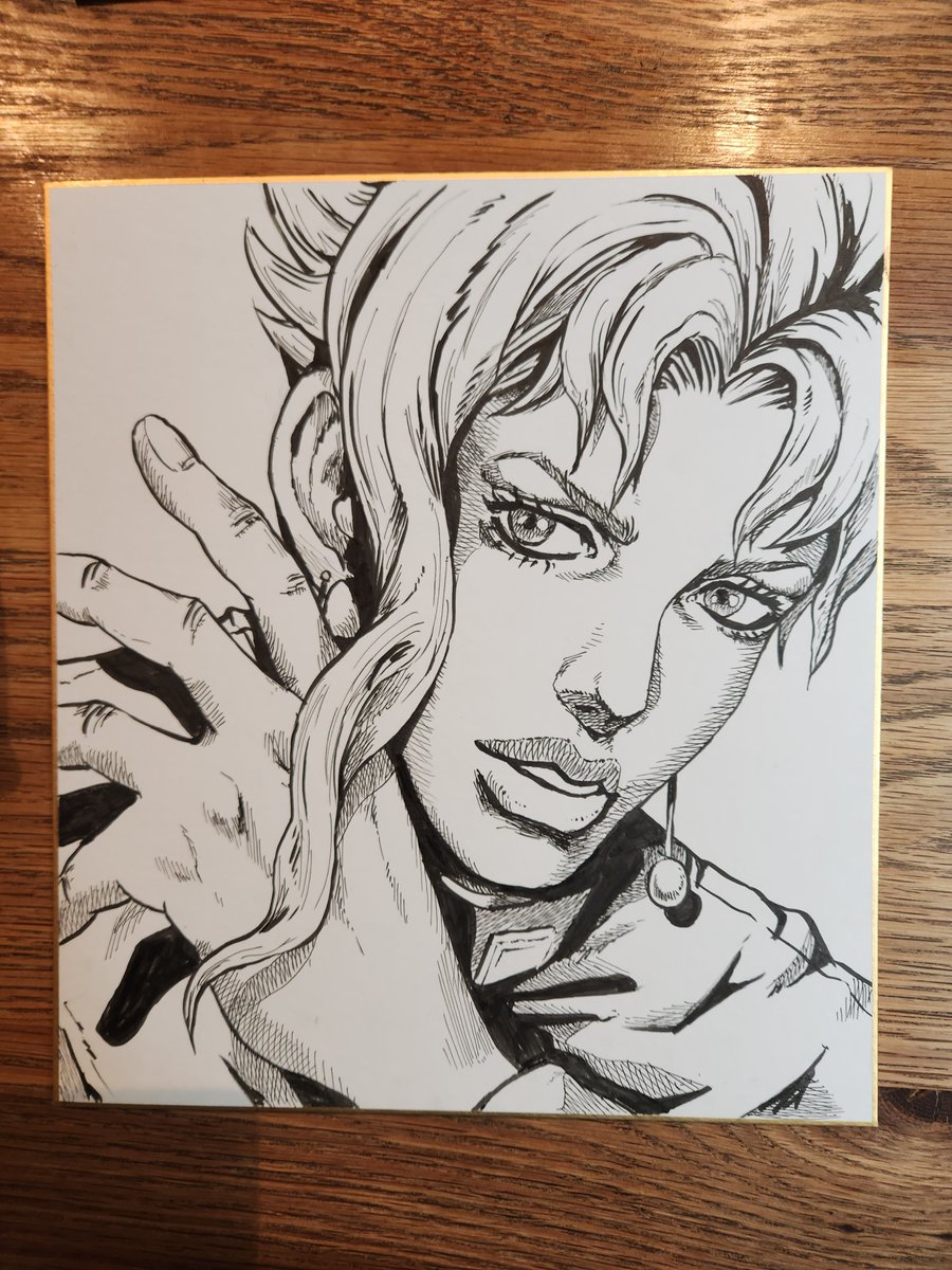 色紙が余っていたから久しぶりにアナログお絵かきしたけど、髪色とかで遊んでみたら誰だか分からなくなった花京院(³3³∫
#花京院 #jjbafanart
