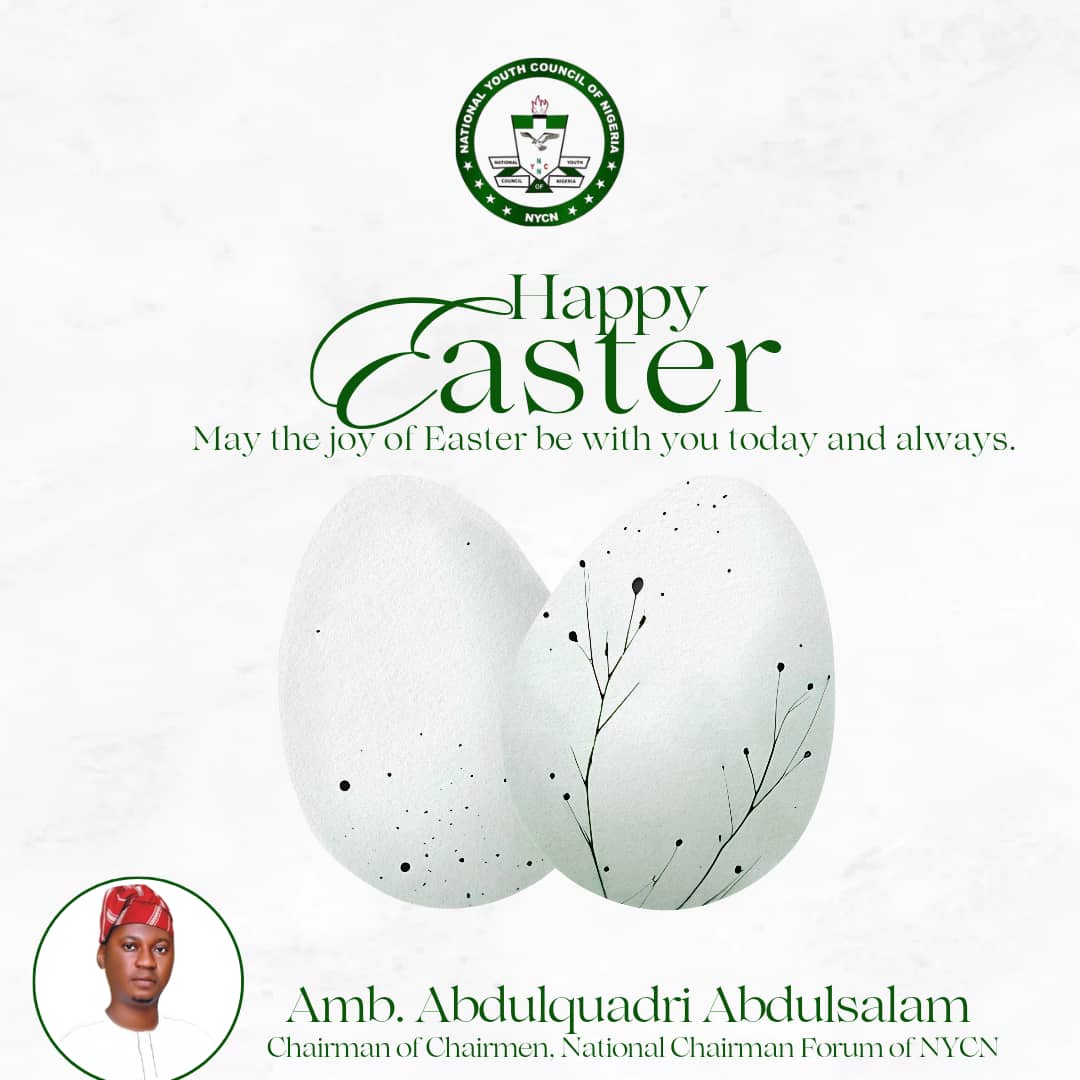 QuadrySe's tweet photo. "Warmest Easter Greetings!

To our Christian brothers and sisters in Oyo State and beyond!

I wish you a joyous and blessed Easter celebration.

May this sacred occasion bring renewal, hope, and peace to your lives.

Wishing you love, laughter, and happiness this Easter season! https://t.co/5oNauhTeQ2