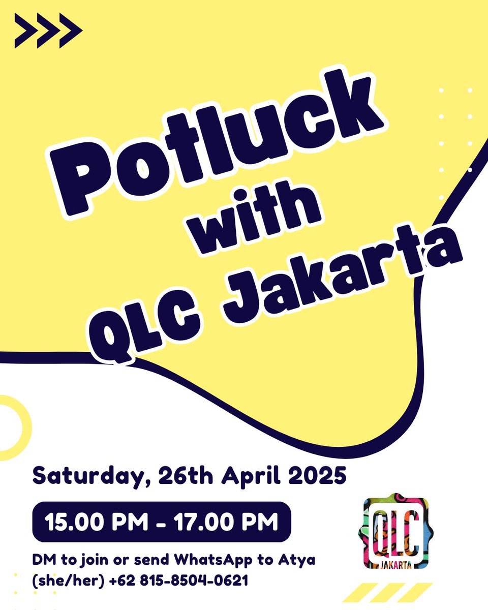qlc_jakarta's tweet photo. Let's hangout again! 🍕 Bring snacks to share if you'd like, but no worries if not! Just come and have fun! ✨ DM us or send Whatsapp if you're in. https://t.co/giIAI9Hh14