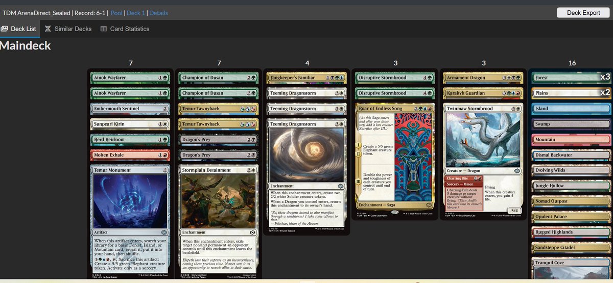 Arena Direct guide:

1. Check if Boros aggro is there. If yes, slam it.

2. If not, assemble your mana &amp; play the most powerful cards without killing consistency.

3. If you’re 5-color with no dragon synergy… maybe just resubmit that pool. 🐉💀

👇my 6-1 run