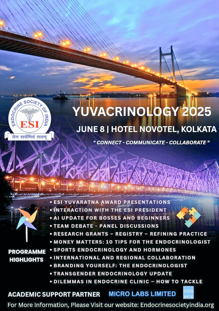 IndiaESI's tweet photo. #YUVACRINOLOGY2025
#ProgrammeHighlights
8.6.2025 | Sunday | Novotel Kolkata
Looking forward to your valuable presence, support 🔊
Please visit our website https://t.co/DKxkTbyQva for more information
Regards
Team ESI Yuvacrinology 2025
@hariendo @omlakhani @karthik2k2 https://t.co/sjdQBbtiMm