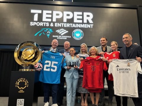 CLTMayor's tweet photo. Just had the incredible honor of meeting @FIFAWorldCup President Gianni Infantino with David Tepper at Bank of America Stadium, where the prestigious FIFA Club World Cup trophy made a special appearance!

Charlotte is thrilled to host some games this summer, showcasing our city's vibrant spirit and rich sporting culture. Looking forward to welcoming the world's top football teams and fans to the Queen City! #FIFAClubWorldCup