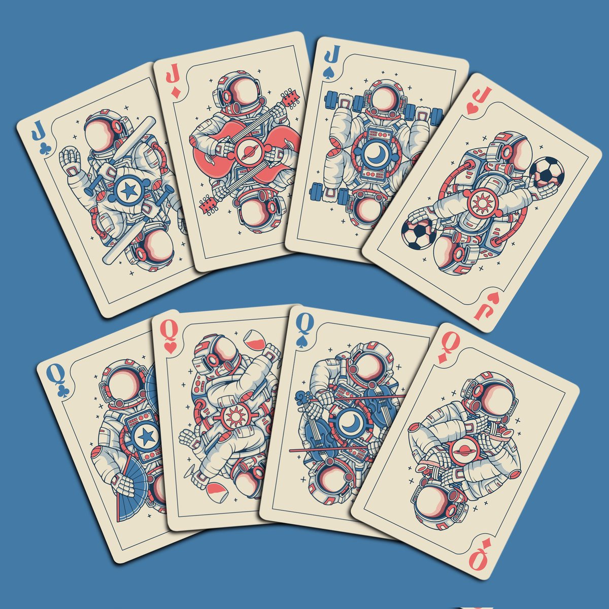 bay_illust's tweet photo. JACK and QUEEN playing card design 😍😍
#artcosystem #bayillust #playingcards #boardgames #gameart #design #illustration #astronaut #cardlove #GraphicDesign #artwork https://t.co/1KXqdhCzgE
