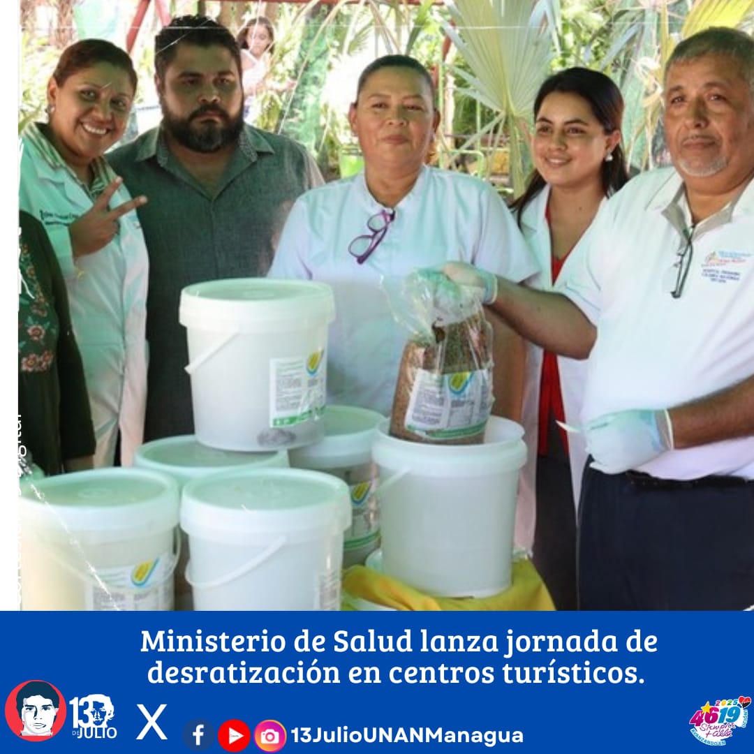 El <a href="/MinsaNicaragua/">Ministerio de Salud Nicaragua</a> lanza jornada de desratización en distintos centros turísticos 
#FSLNAbrilVictorioso
#NoPudieronNiPodrán 
#SomosUNAN
#NicaraguaConDanielyRosario