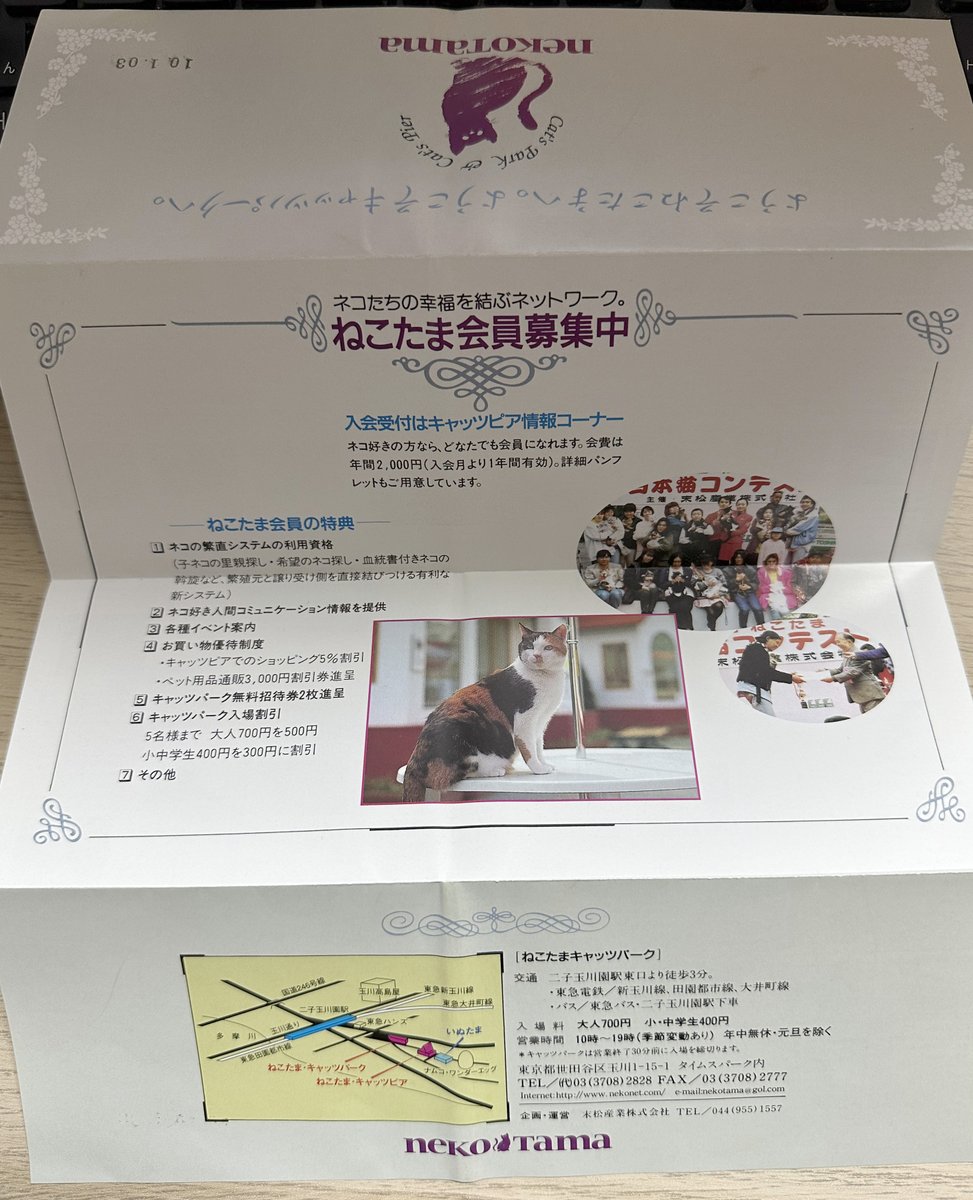 kitokyo_arc's tweet photo. 30年前の今日、1995（平成7）年4月8日、「二子玉川タイムスパーク」に「ねこたま」がオープンしました（「いぬたま」は1997年オープン）。
「二子玉川園」の跡地の再開発に向けた暫定利用エリア内であったため、2006年に閉園となっています。写真は1998年頃のパンフレットです。
#企業公式相互フォロー https://t.co/9eu1iO8IXG
