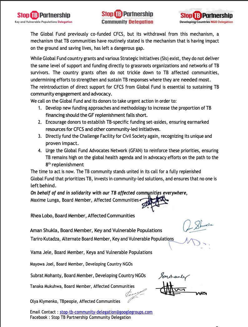 TBDelegation's tweet photo. Joint Statement from Stop TB Board Delegations for GFAN Meeting on GF 8th Replenishment

Statement STP Board Delegations on our expectation of Global Fund’s 8th replenishment. 

#MyTBdelegate Subrat (Developing Country NGOs) is presenting the statement at GFAN meeting. https://t.co/KOJ9qCprVP