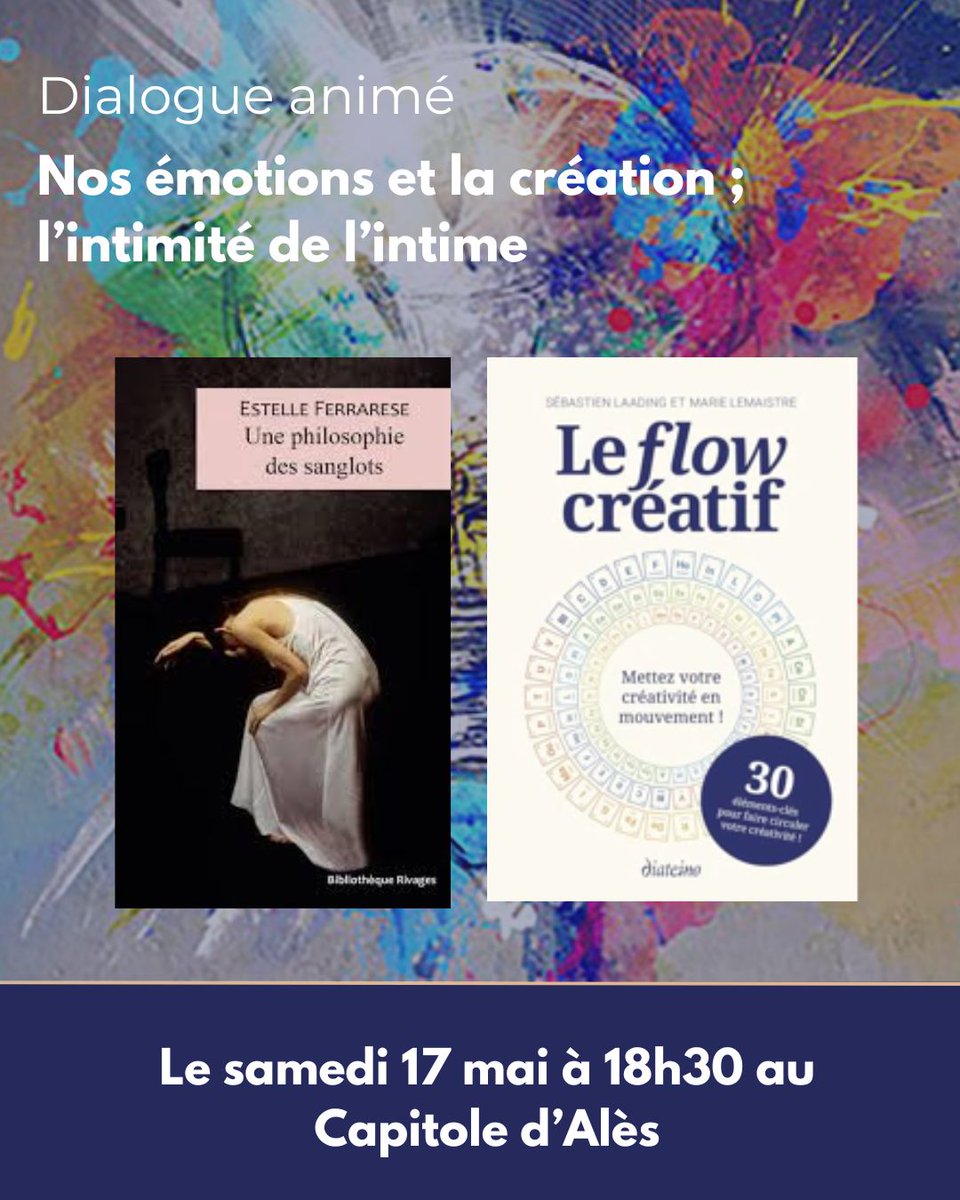 Émotions &amp; Création : l’intimité de l’intime
Une rencontre à cœur ouvert, un dialogue vibrant autour de ce qui nous pousse à créer.
📚Avec :
Estelle Ferrarese – Une philosophie des sanglots (Payot, 2025)
Sébastien Laading – Le flow créatif (Diatéino, 2025)