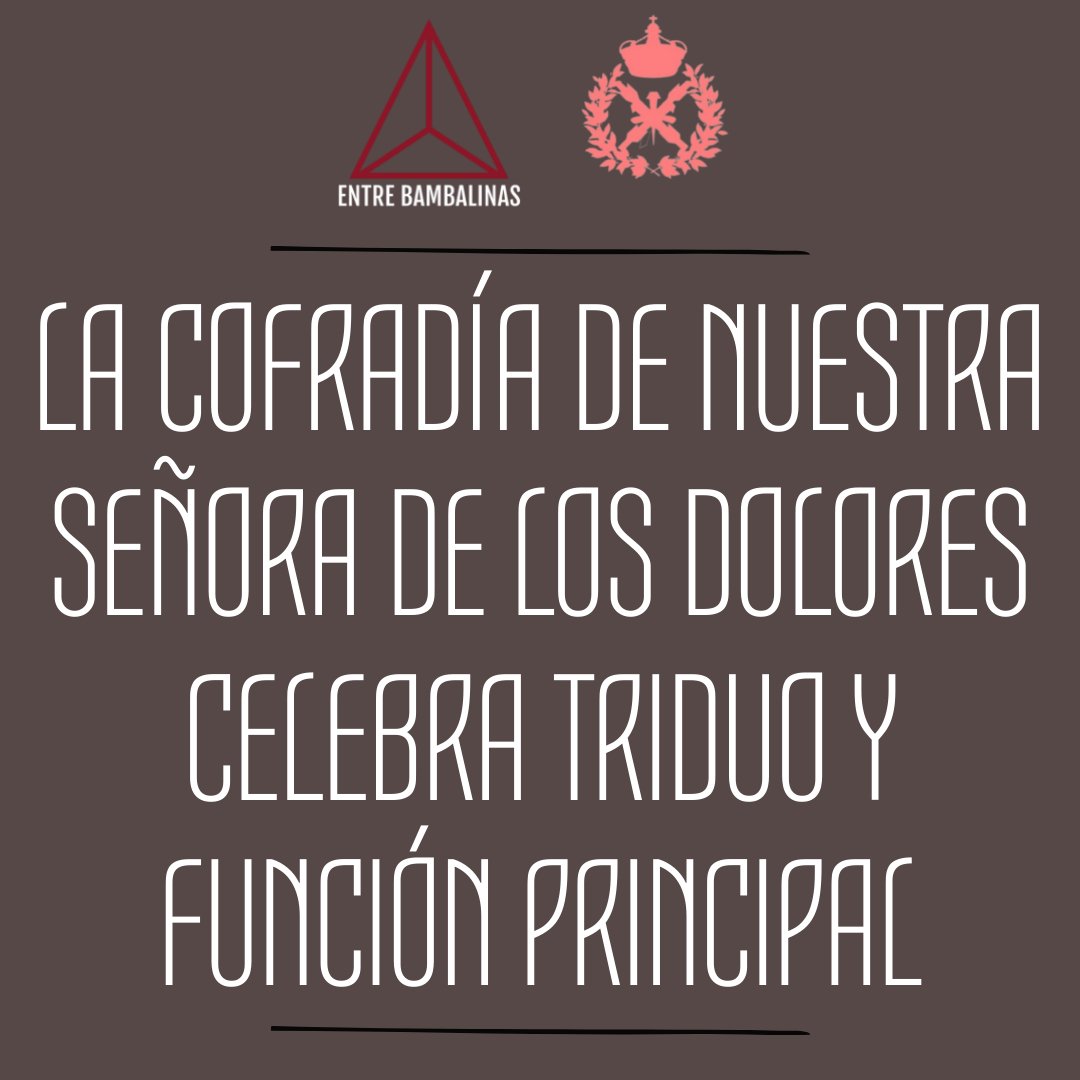 _EBambalinas's tweet photo. La Cofradía de los @doloresgranada inicia el miércoles 9 de Abril la celebración del Triduo en la Iglesia de San Pedro y San Pablo. Será hasta el día 11 dando comienzo a las 20:15H con el rezo del Rosario, Ejercicio del Triduo y Eucaristía a las 21H.
|#Dolores_EB| https://t.co/NqfZUDr65K