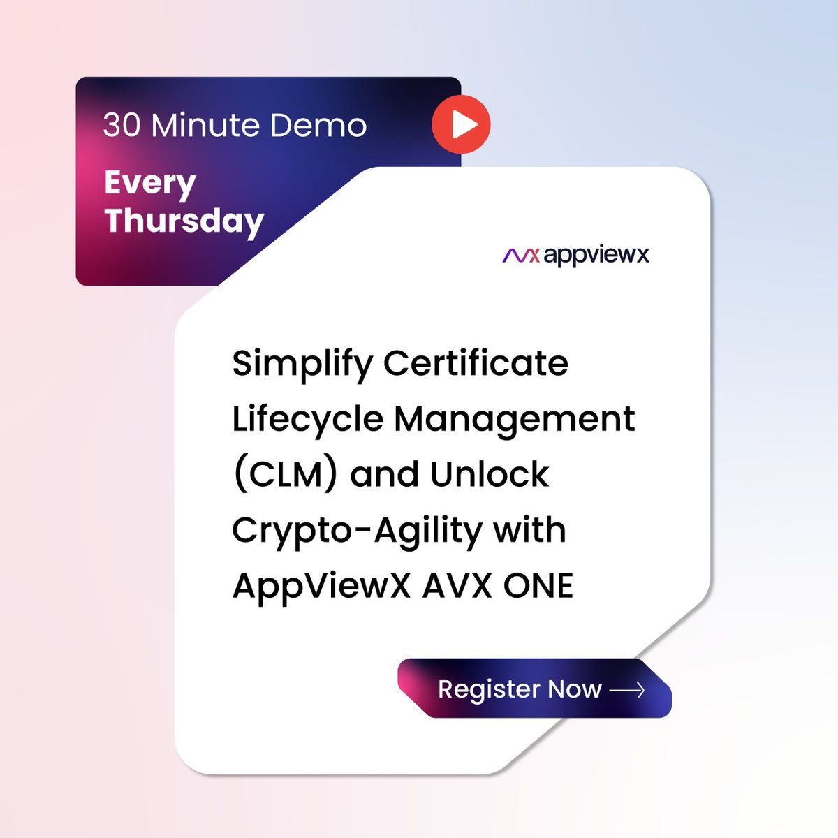 Preparing for shorter #TLS certs lifespans and the shift to #PQC goes hand in hand! Ensure your org is ready by implementing crypto-agility. Join our live demo to see how <a href="/AppViewX/">AppViewX</a> enables crypto-agility through visibility, automation, and control. 

👉 buff.ly/D5ZEuSY