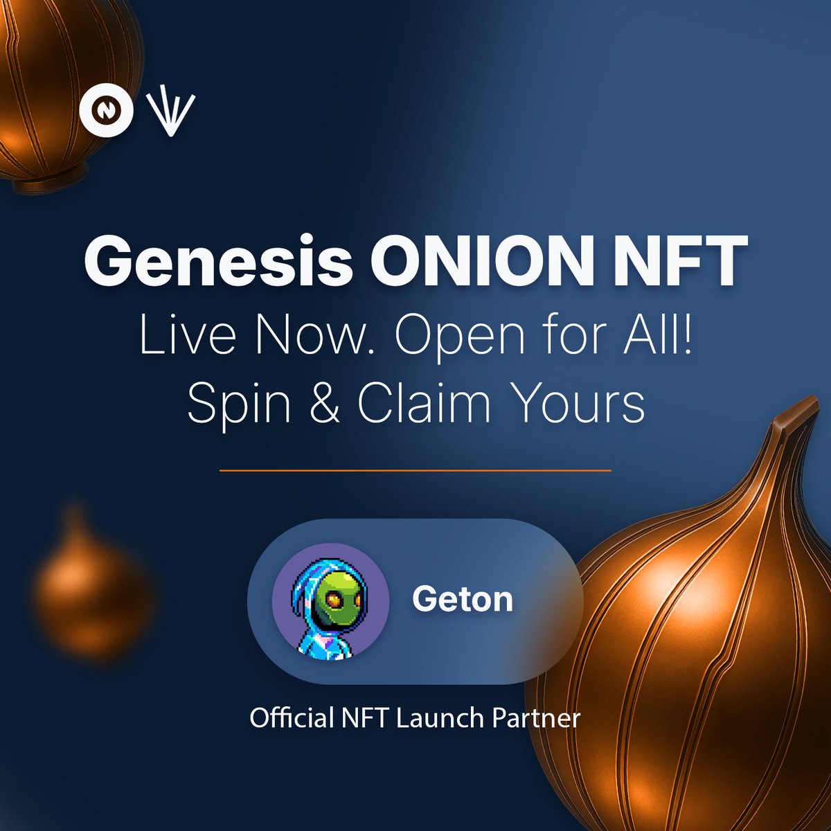 We’ve teamed up with <a href="/ontonbot/">ONTON</a> to support the biggest NFT drop on TON — Genesis ONIONs!

Spin for just 5 TON and unwrap Gold, Silver, or Bronze NFTs to unlock massive $ONION airdrop multipliers.

All holders get the airdrop.
Mint now:

t.me/theontonbot/ev…