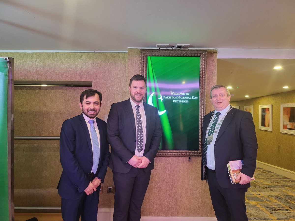 ammaraliDublin8's tweet photo. Delighted to attend the Pakistan Day reception in Dublin yesterday, hosted by H.E. Ambassador @aishafarooqui7 and the Embassy of Pakistan in Ireland. It was wonderful to join my party colleagues, including Minister @jackfchambers, Minister @ThomasByrneTD, Senator @CurleyShane, @breandanfitz and @AzadTalukder_FF, along with other elected representatives, dignitaries, and community members, in celebrating this special day.

A heartfelt thank you to Ambassador Farooqui for her dedication to strengthening the ties between our two countries. 🇮🇪 🤝 🇵🇰 

@fiannafailparty @MichealMartinTD @dfatirl