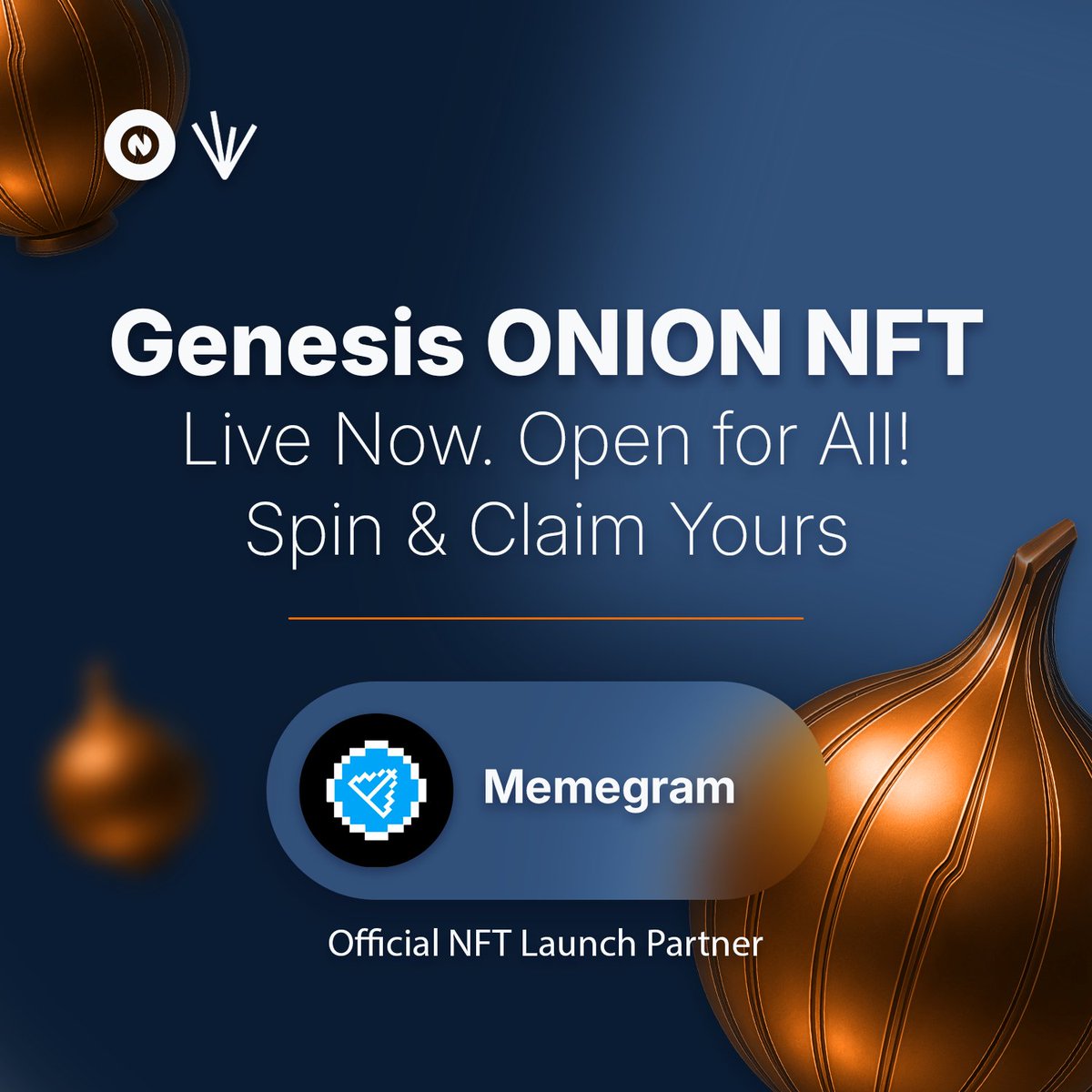 We’ve teamed up with <a href="/ontonbot/">ONTON</a> to support the biggest NFT drop on TON — Genesis ONIONs!

Spin for just 5 TON and unwrap Gold, Silver, or Bronze NFTs to unlock massive $ONION airdrop multipliers.

All holders get the airdrop.
Mint now:

t.me/theontonbot/ev…