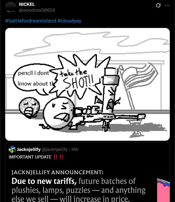 OSC_cringe's tweet photo. This is Jacknjellify's plan. 
- Increase the prices of their merch and blame it on Trump
- Rile up their fans
- Indoctrinate them and turn them into anti-american killers
- Start a revolution that will destroy the west.

THEY EVEN ADMIT THAT THEIR PRODUCTS ARE MADE IN CHINA. https://t.co/TOx8rnv8Vt