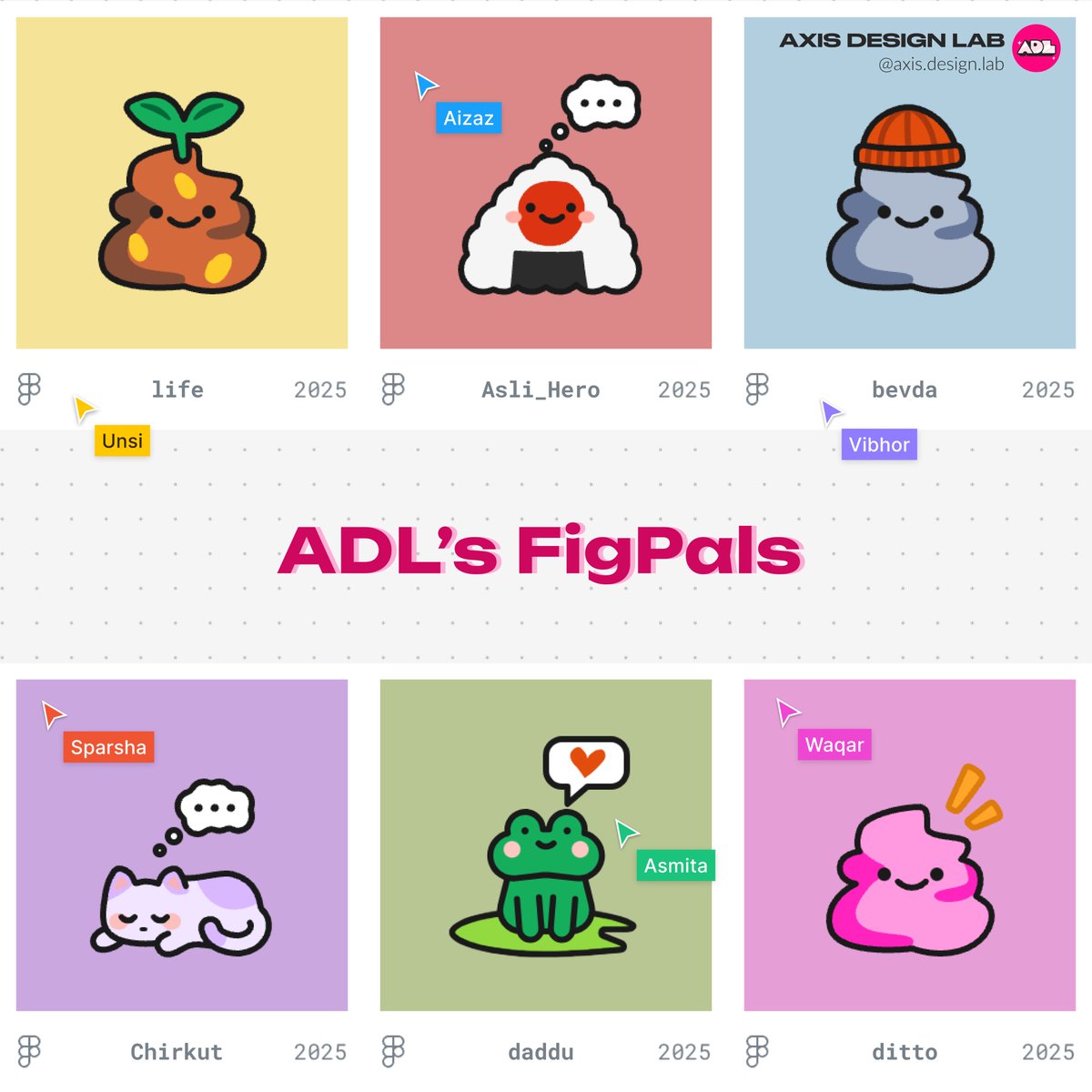 AxisDesignLab's tweet photo. 1/2

We got cute this week🥰 🤭
Aura points +1000 to all 😏 ✨ 
Swipe to see how we saw each other this 👉

#Figpal @figma https://t.co/hrgeXwf48W