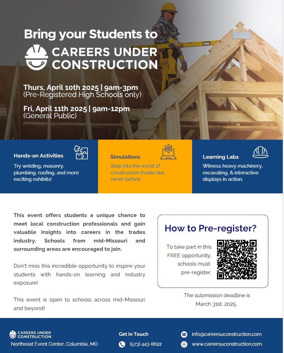 Kip_Kendrick's tweet photo. Don’t miss out on the opportunity to learn more about the construction field at the ”Careers Under Construction” event hosted by the Home Builders Association of Columbia. https://t.co/bFRZSkelAo